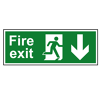 Fire Exit, Man Arrow Down Sign - RPVC, 400 X 150mm